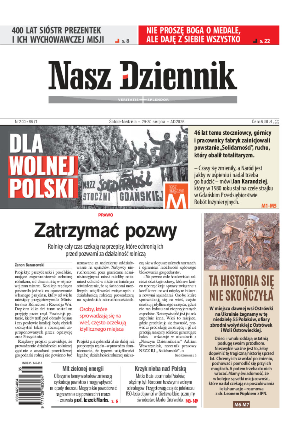 Nasz Dziennik, Sobota-Niedziela, 29-30 sierpnia 2026, Nr 200 (8671)