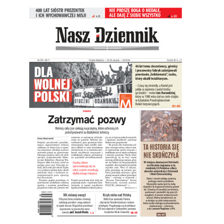 Nasz Dziennik, Sobota-Niedziela, 29-30 sierpnia 2026, Nr 200 (8671)