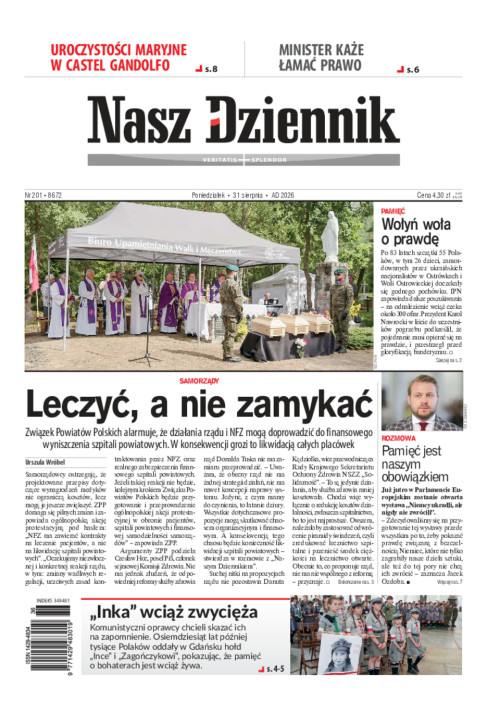 Nasz Dziennik, Poniedziałek, 31 sierpnia 2026,...
