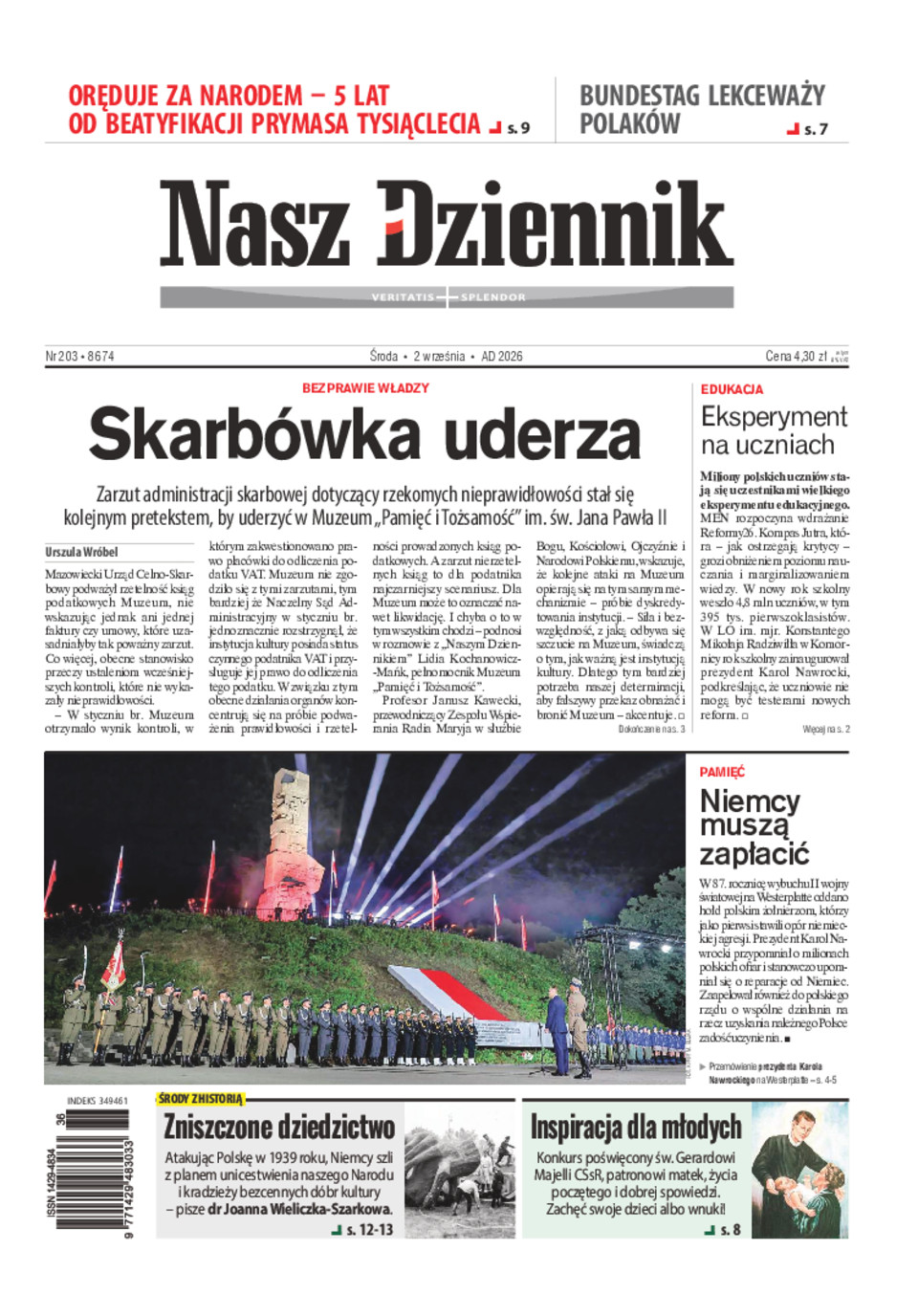 Nasz Dziennik, Środa, 2 września 2026, Nr 203 (8674)