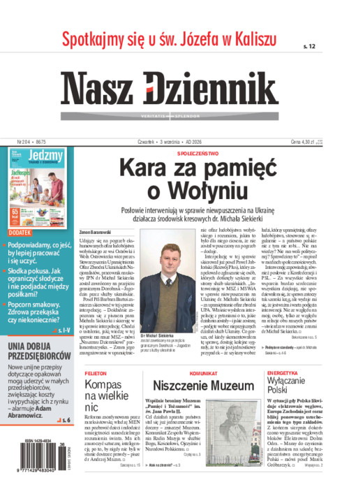 Nasz Dziennik, Czwartek, 3 września 2026, Nr...
