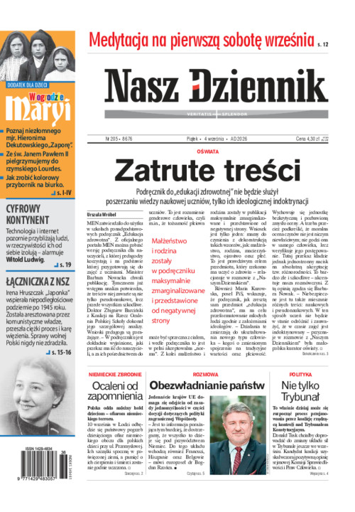 Nasz Dziennik, Piątek, 4 września 2026, Nr 205...