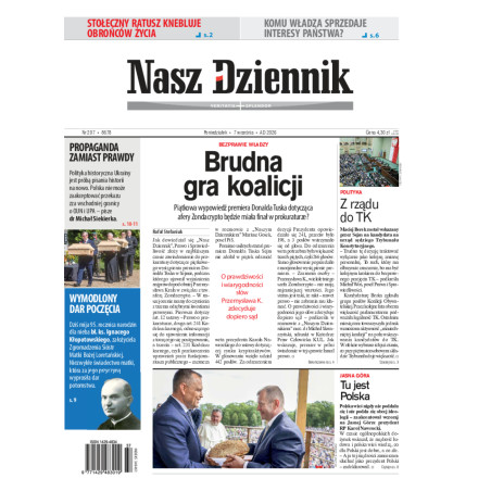 Nasz Dziennik, Poniedziałek, 7 września 2026, Nr 207 (8678)