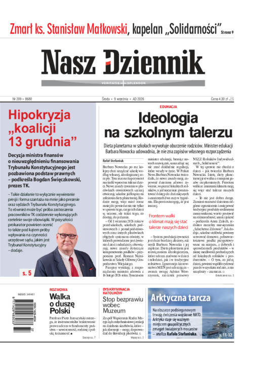 Nasz Dziennik, Środa, 9 września 2026, Nr 209...