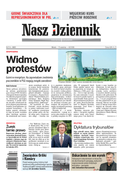 Nasz Dziennik, Wtorek, 15 września 2026, Nr 214...