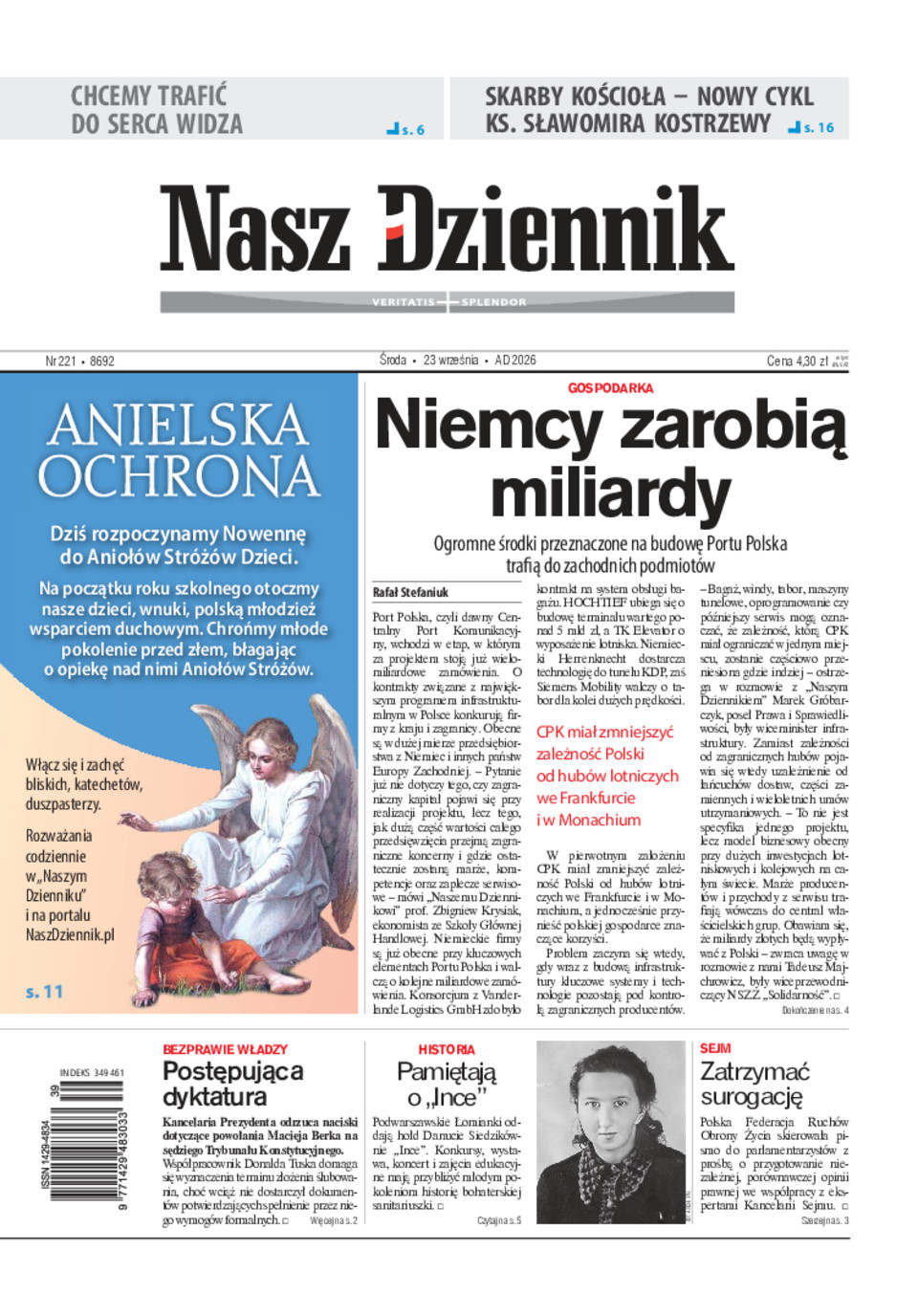 Nasz Dziennik, Środa, 23 września 2026, Nr 221 (8692)