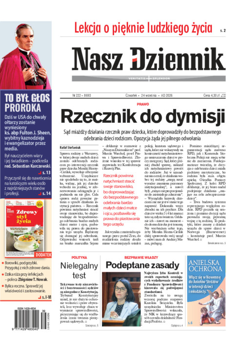 Nasz Dziennik, Czwartek, 24 września 2026, Nr...