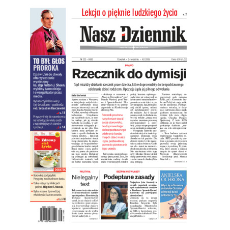 Nasz Dziennik, Czwartek, 24 września 2026, Nr 222 (8693)