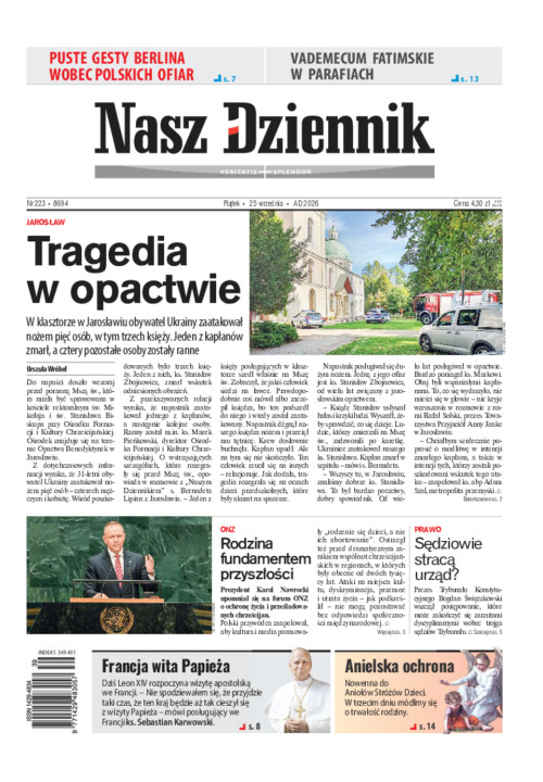 Nasz Dziennik, Piątek, 25 września 2026, Nr 223...