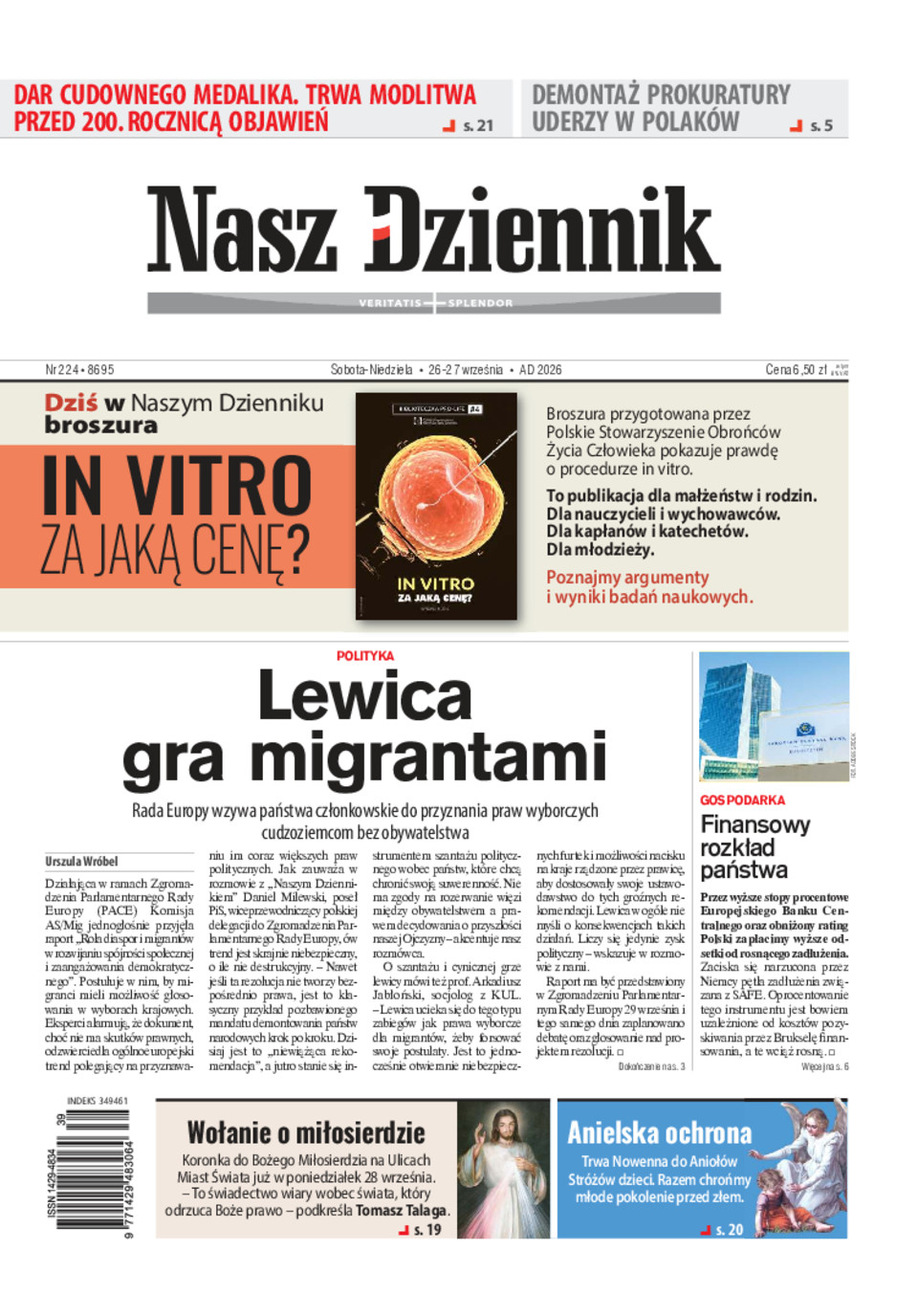 Nasz Dziennik, Sobota-Niedziela, 26-27 września 2026, Nr 224 (8695)
