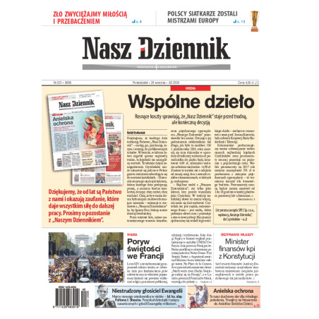 Nasz Dziennik, Poniedziałek, 28 września 2026, Nr 225 (8696)