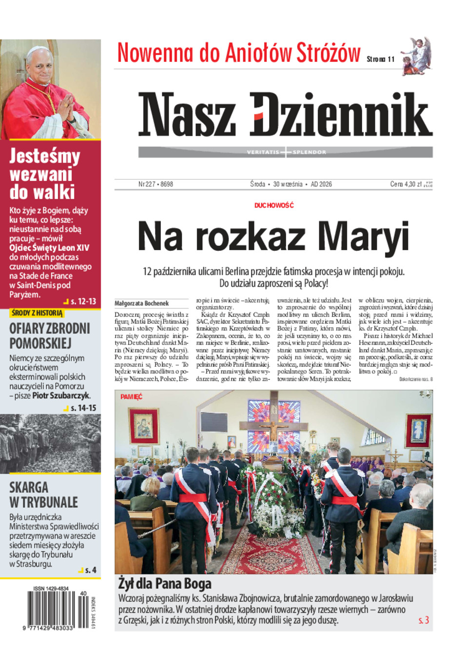 Nasz Dziennik, Środa, 30 września 2026, Nr 227 (8698)