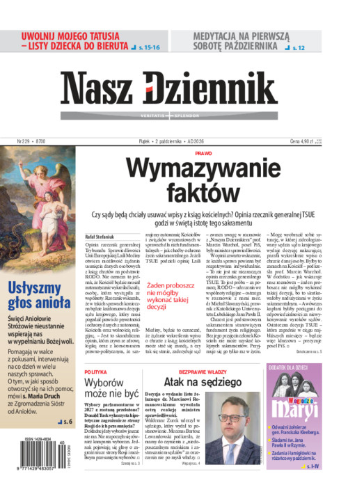 Nasz Dziennik, Piątek, 2 października 2026, Nr...