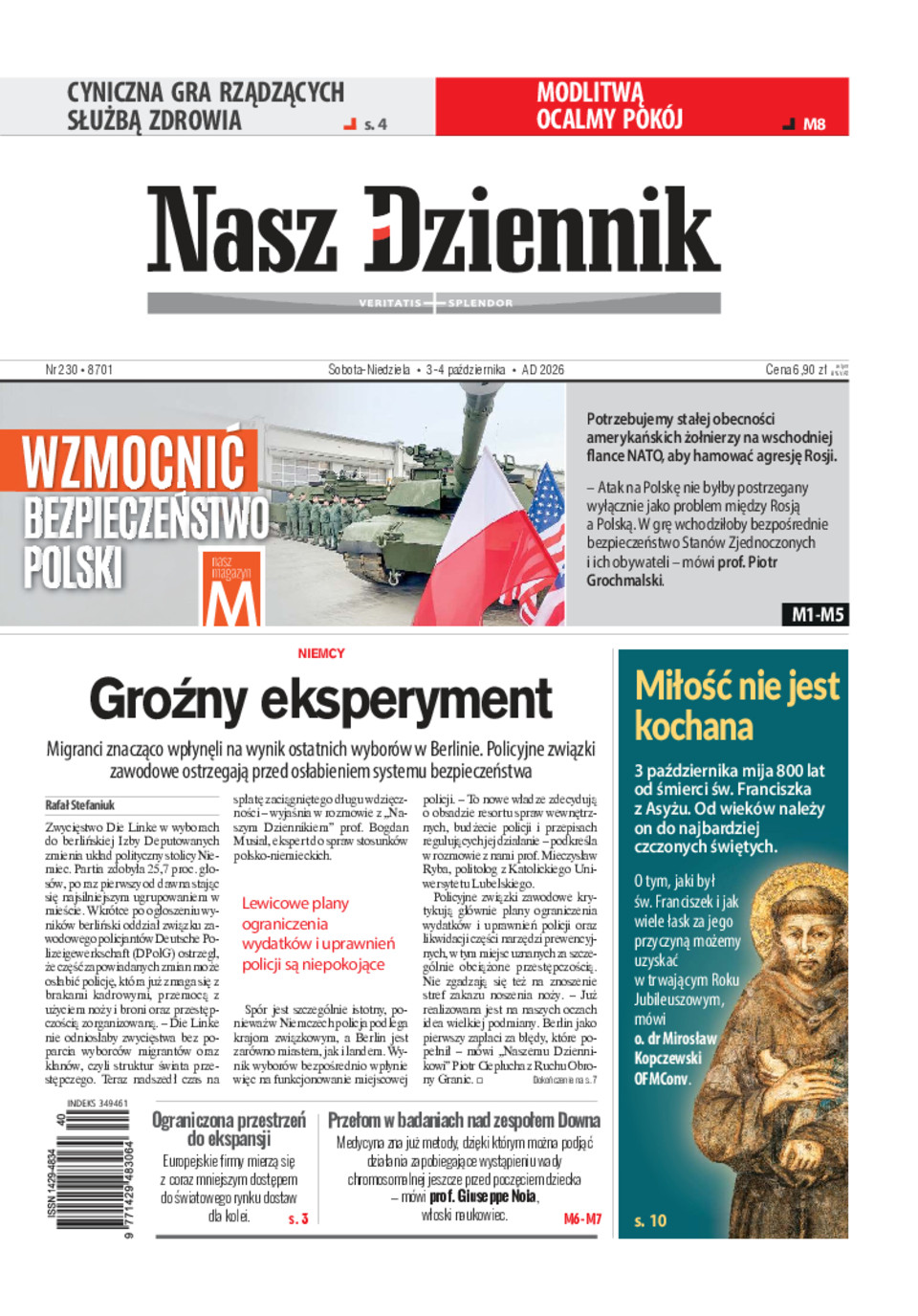 Nasz Dziennik, Sobota-Niedziela, 3-4 października 2026, Nr 230 (8701)
