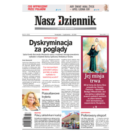 Nasz Dziennik, Poniedziałek, 5 października 2026, Nr 231 (8702)