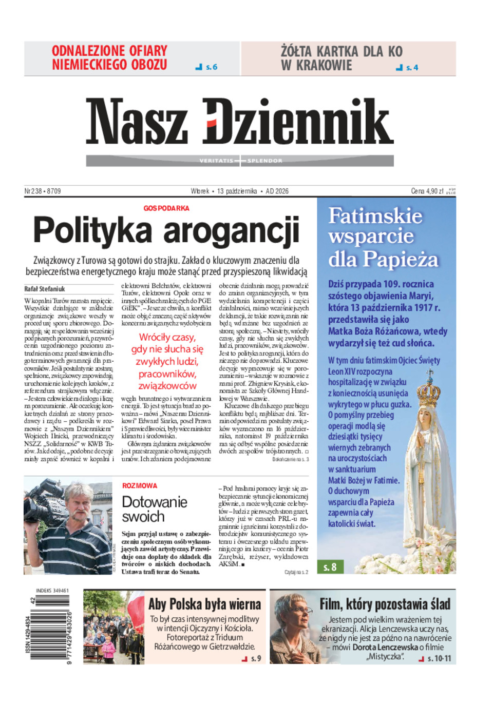Nasz Dziennik, Wtorek, 13 października 2026, Nr 238 (8709)