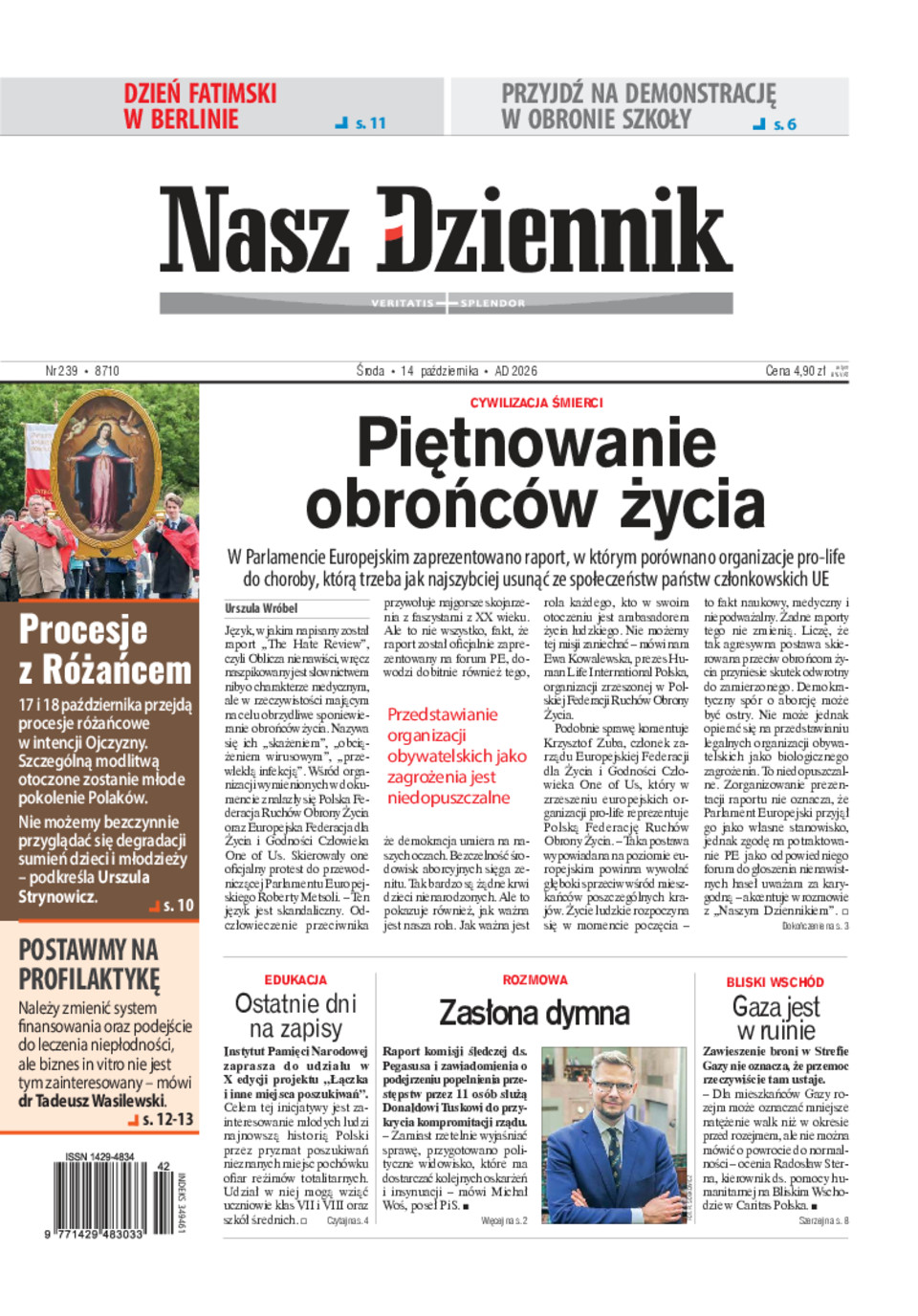 Nasz Dziennik, Środa, 14 października 2026, Nr 239 (8710)