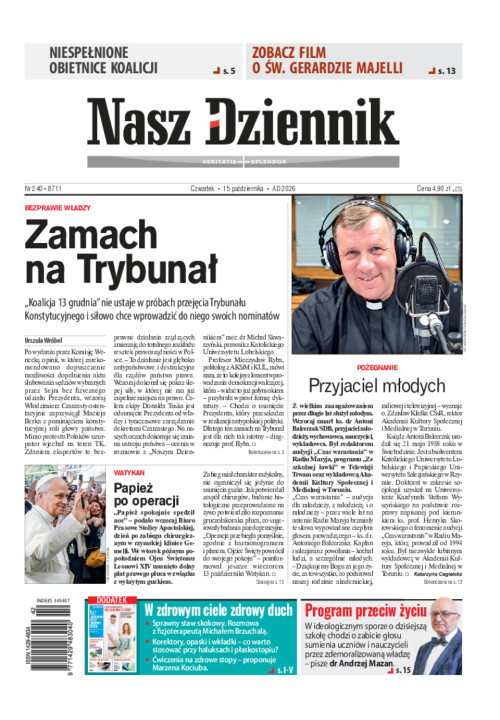 Nasz Dziennik, Czwartek, 15 października 2026,...