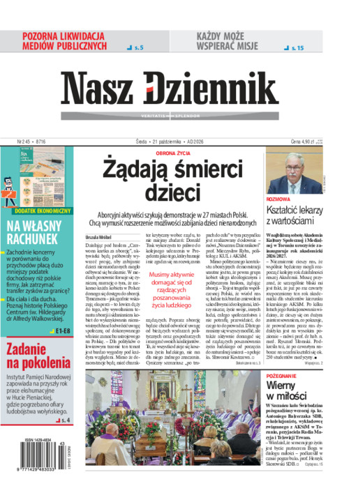 Nasz Dziennik, Środa, 21 października 2026, Nr...