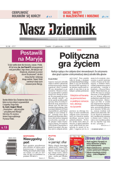 Nasz Dziennik, Czwartek, 22 października 2026,...