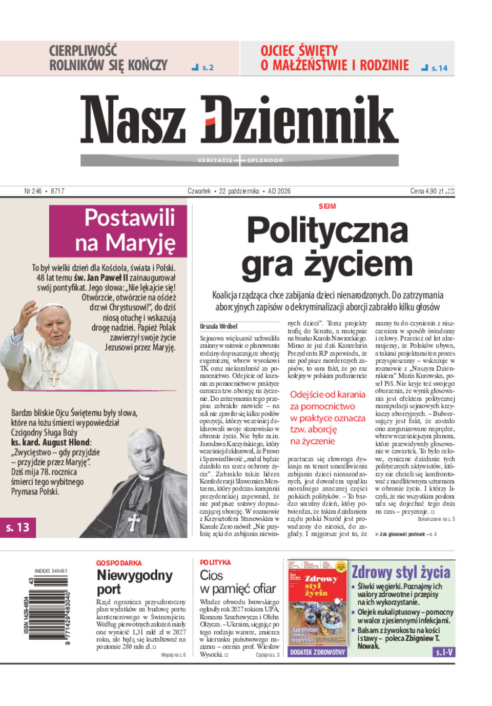 Nasz Dziennik, Czwartek, 22 października 2026, Nr 246 (8717)