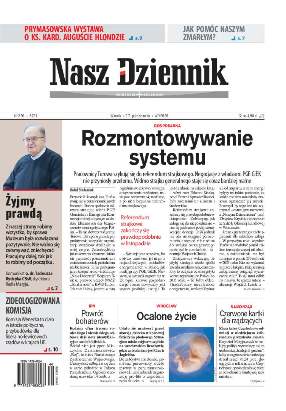 Nasz Dziennik, Wtorek, 27  października 2026, Nr 250 (8721)