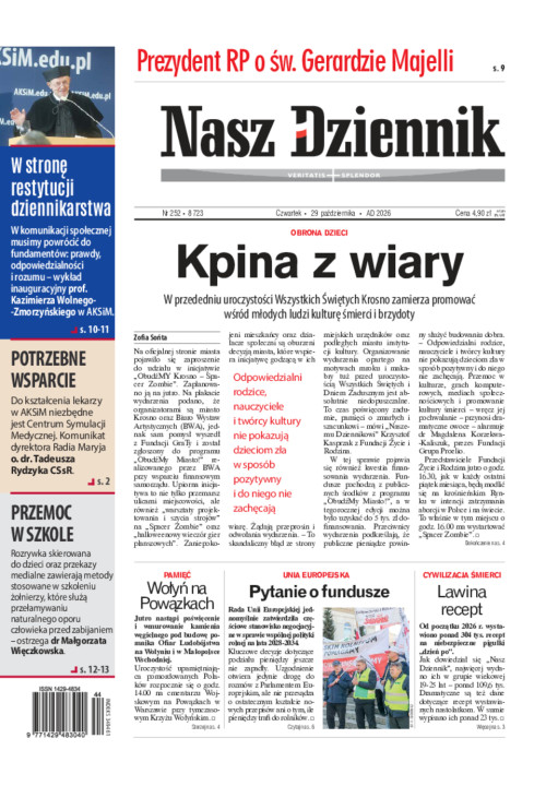Nasz Dziennik, Czwartek, 29 października 2026,...