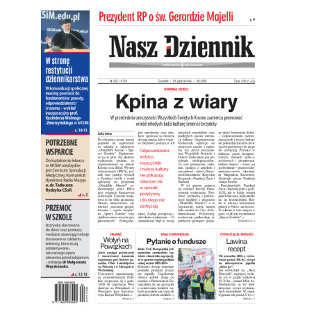 Nasz Dziennik, Czwartek, 29 października 2026, Nr 252 (8723)
