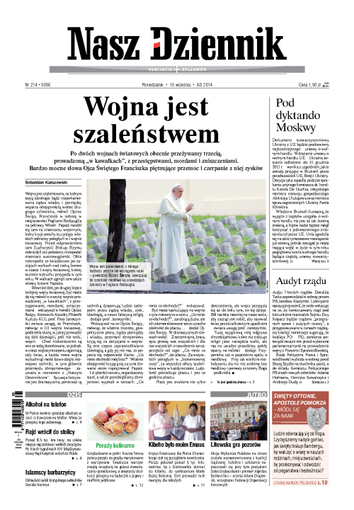 Nasz Dziennik z dnia 15.09.2014 wydanie PDF
