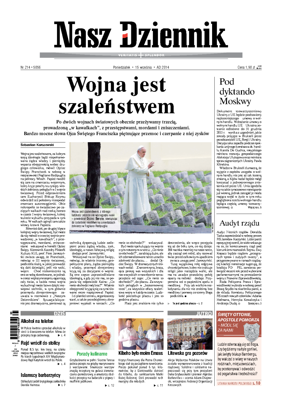 Nasz Dziennik z dnia 15.09.2014 wydanie PDF