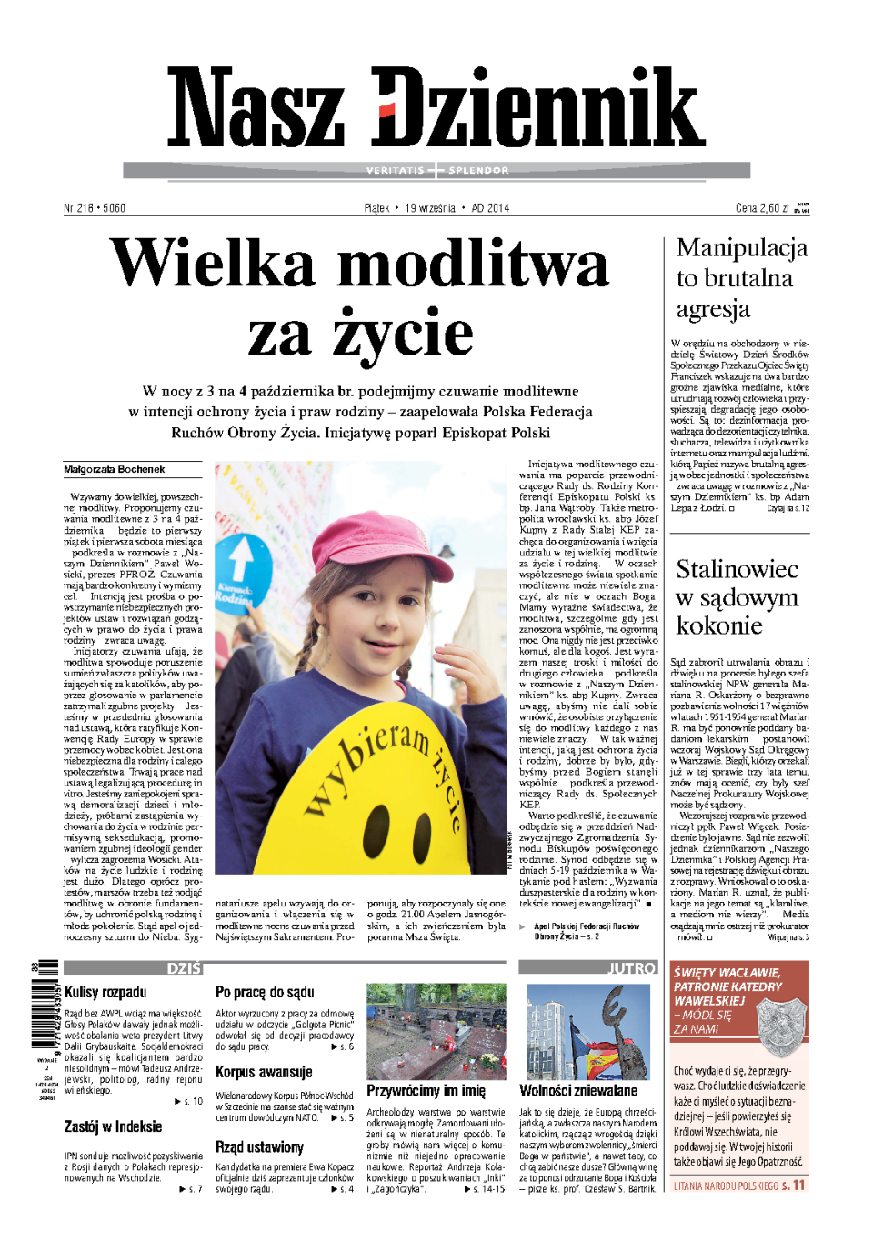 Nasz Dziennik z dnia 19.09.2014 wydanie PDF