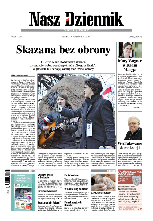Nasz Dziennik z dnia 09.10.2014 wydanie PDF