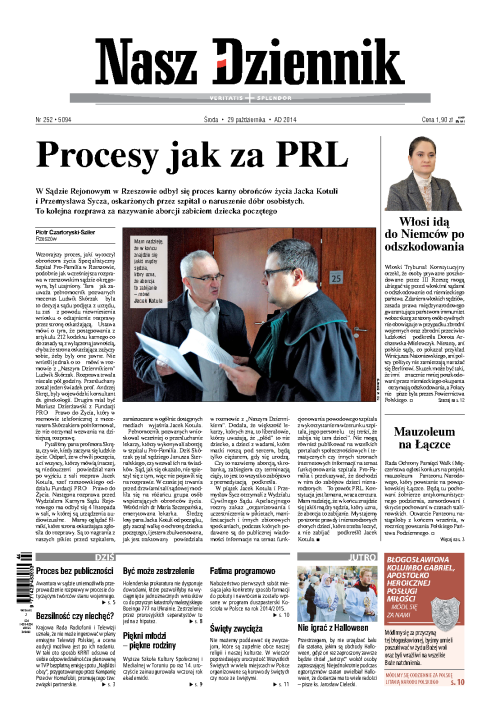 Nasz Dziennik z dnia 29.10.2014 wydanie PDF