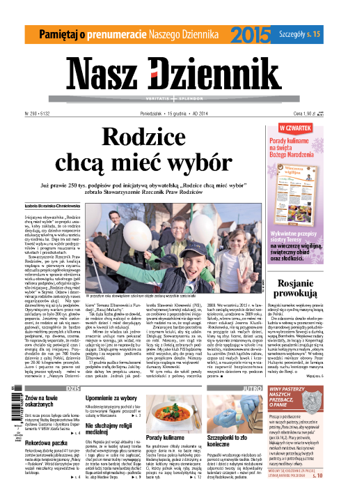 Nasz Dziennik z dnia 15.12.2014 wydanie PDF