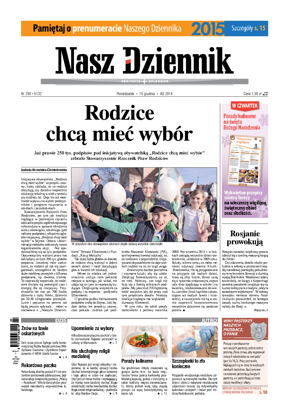 Nasz Dziennik z dnia 15.12.2014 wydanie PDF