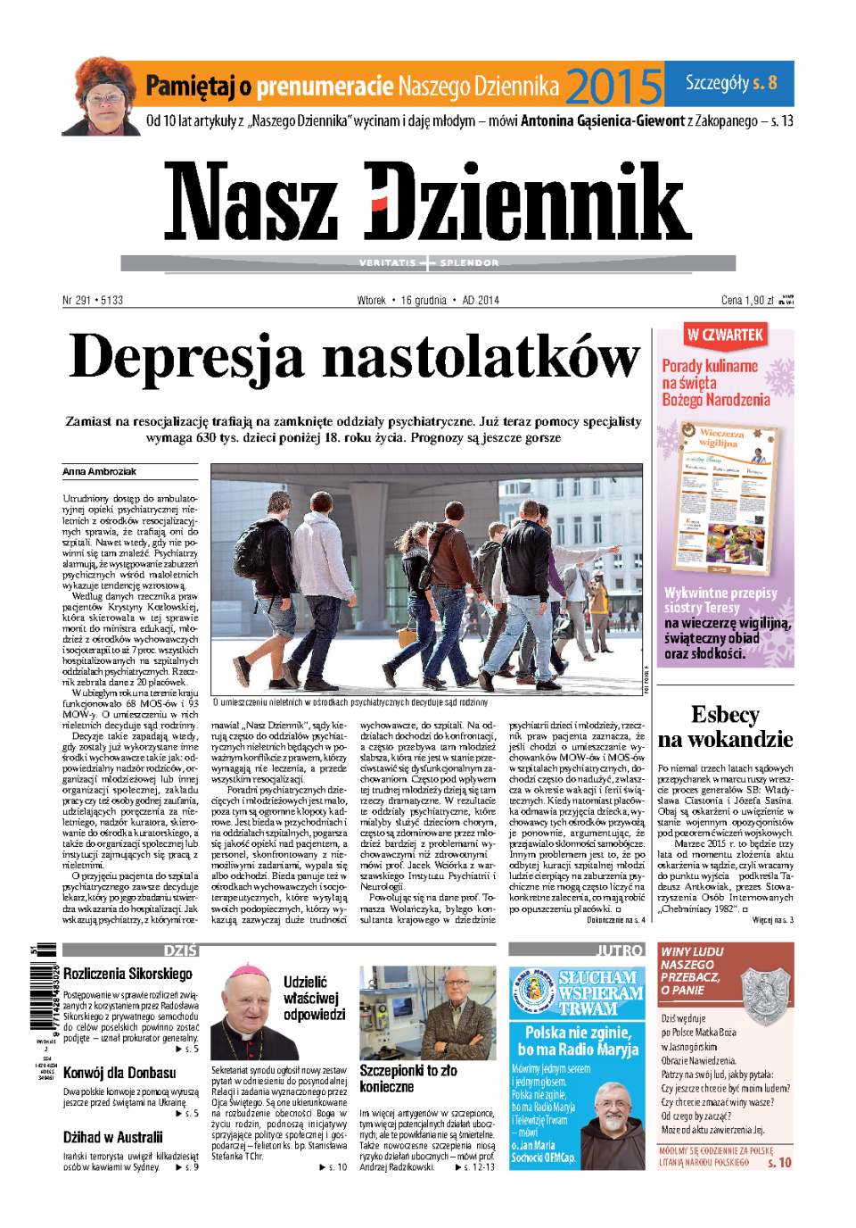 Nasz Dziennik z dnia 16.12.2014 wydanie PDF