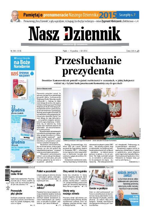 Nasz Dziennik z dnia 19.12.2014 wydanie PDF