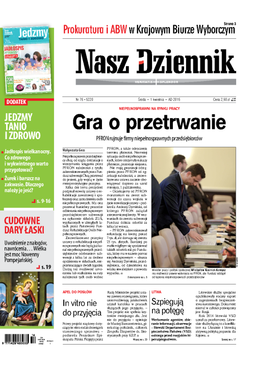 Nasz Dziennik z dnia 01.04.2015 wydanie PDF