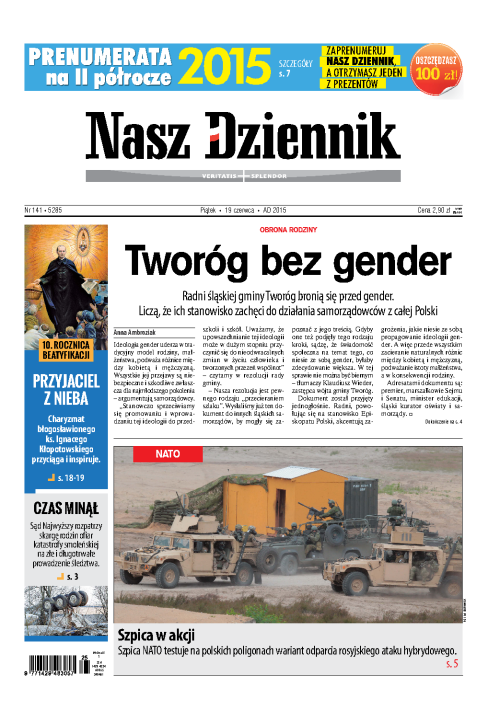 Nasz Dziennik z dnia 19.06.2015 wydanie PDF