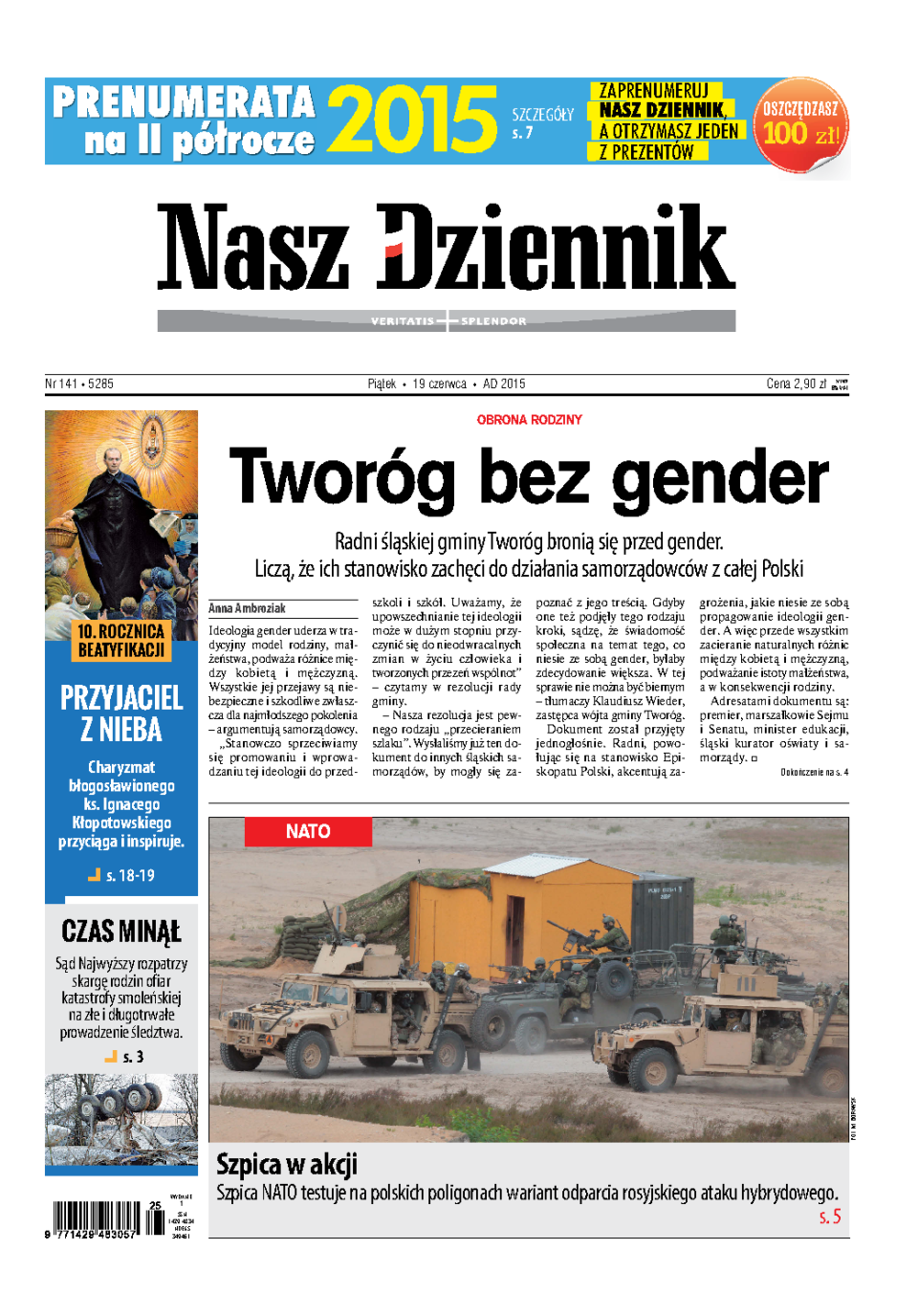 Nasz Dziennik z dnia 19.06.2015 wydanie PDF