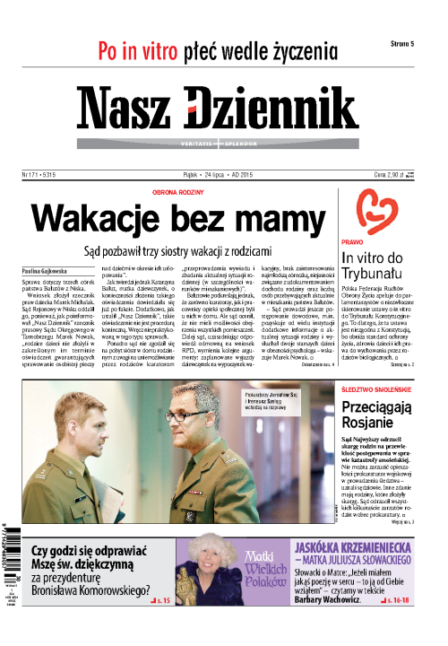 Nasz Dziennik z dnia 24.07.2015 wydanie PDF