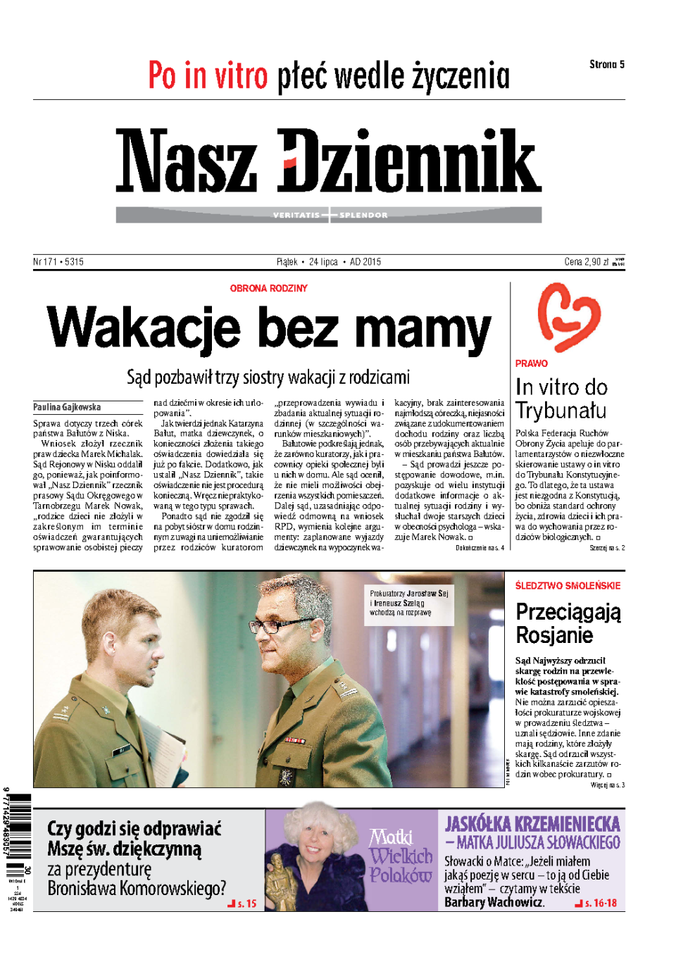 Nasz Dziennik z dnia 24.07.2015 wydanie PDF