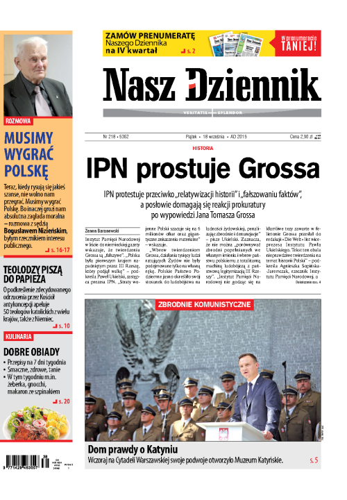 Nasz Dziennik z dnia 18.09.2015 wydanie PDF