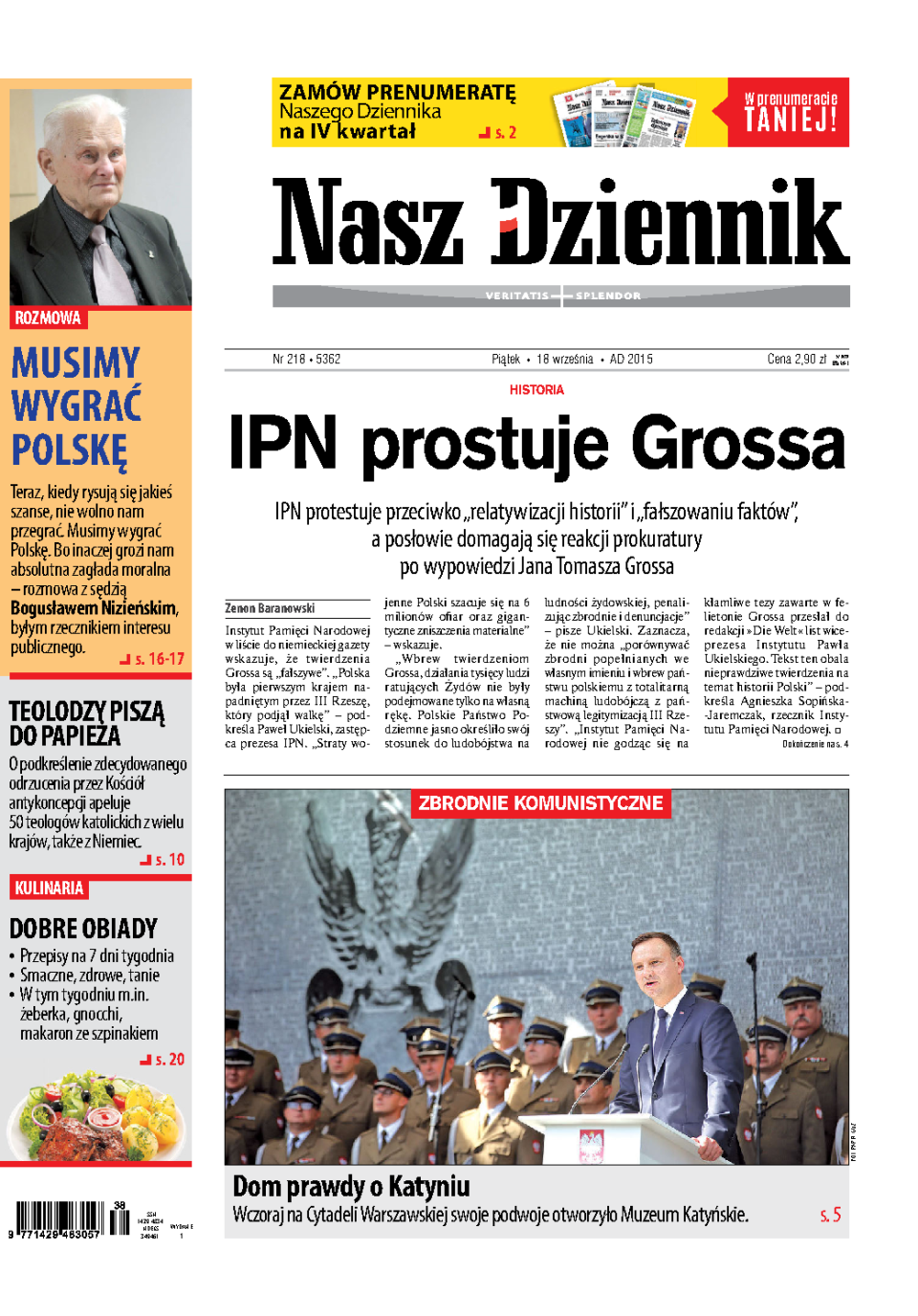 Nasz Dziennik z dnia 18.09.2015 wydanie PDF