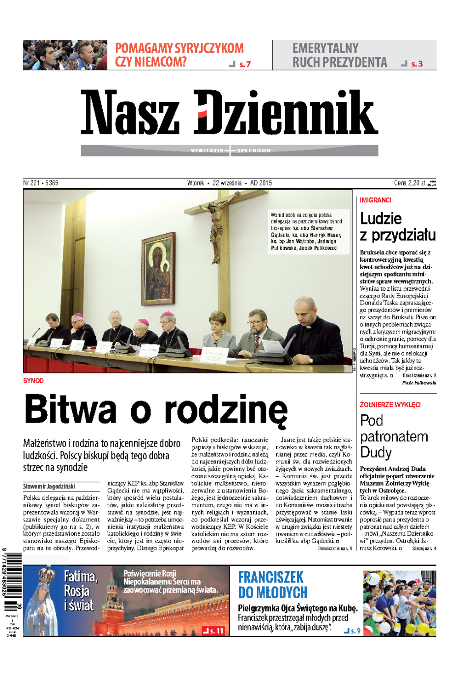 Nasz Dziennik z dnia 22.09.2015 wydanie PDF