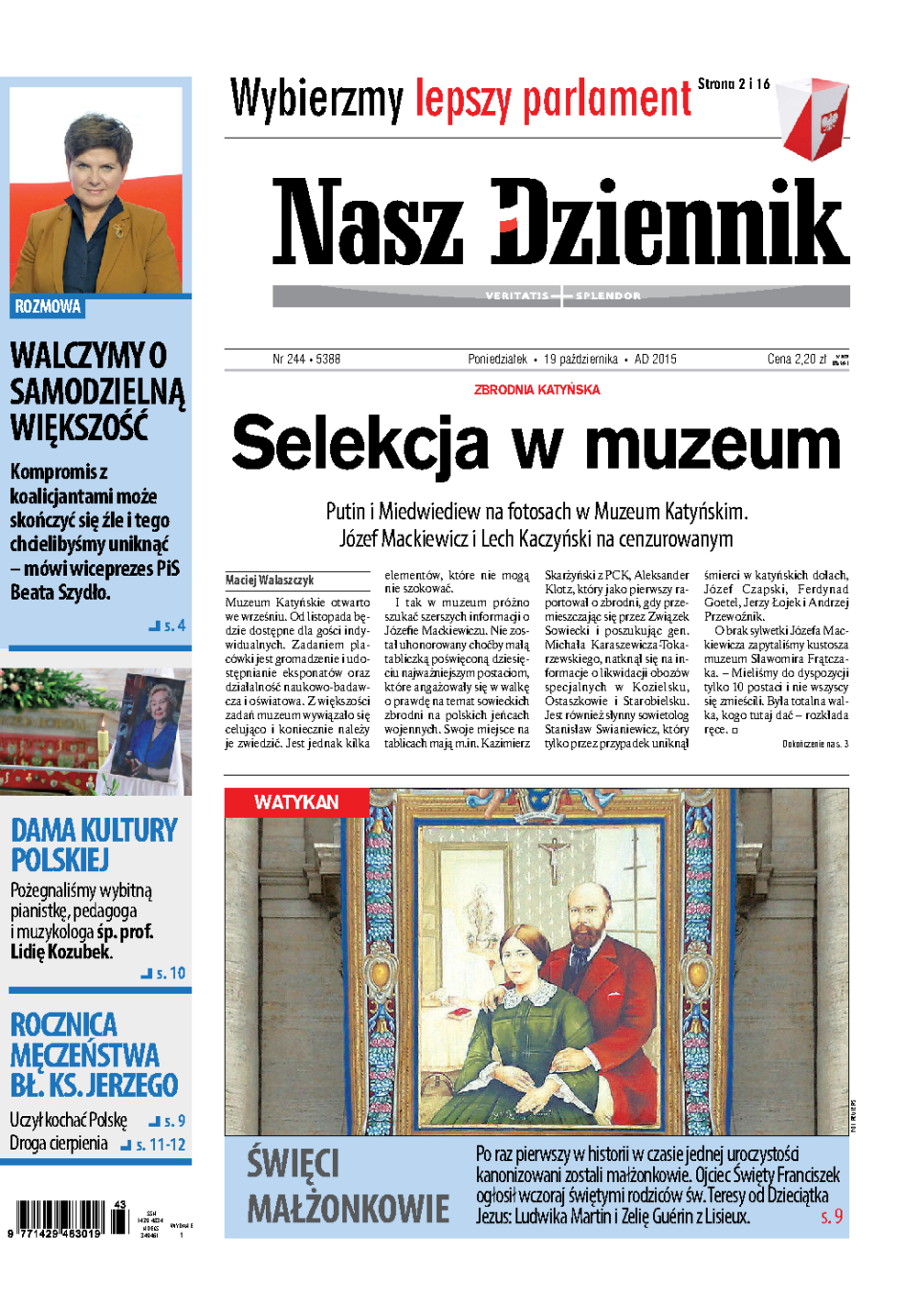 Nasz Dziennik z dnia 19.10.2015 wydanie PDF