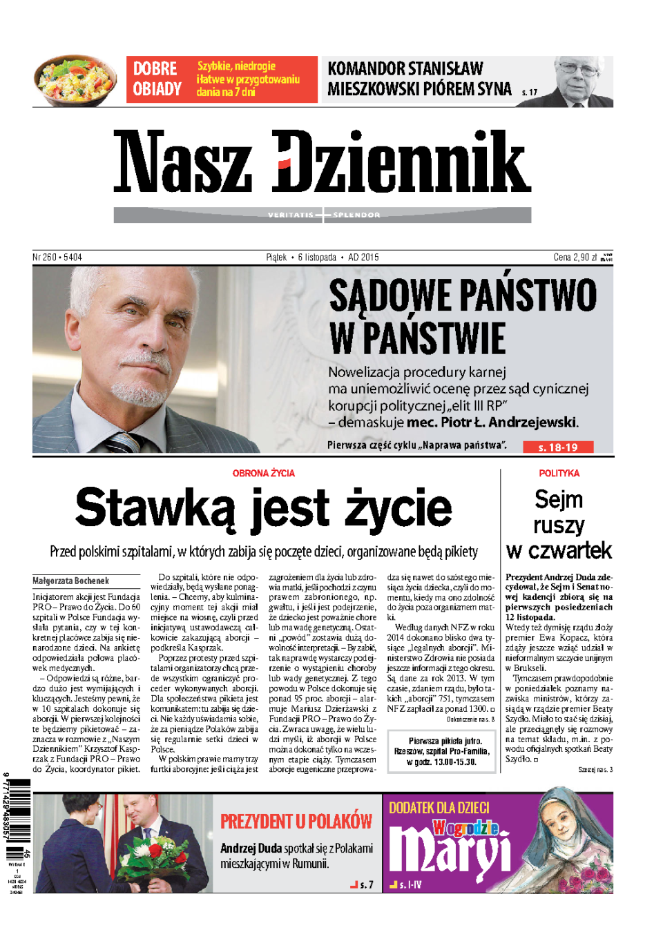 Nasz Dziennik z dnia 06.11.2015 wydanie PDF