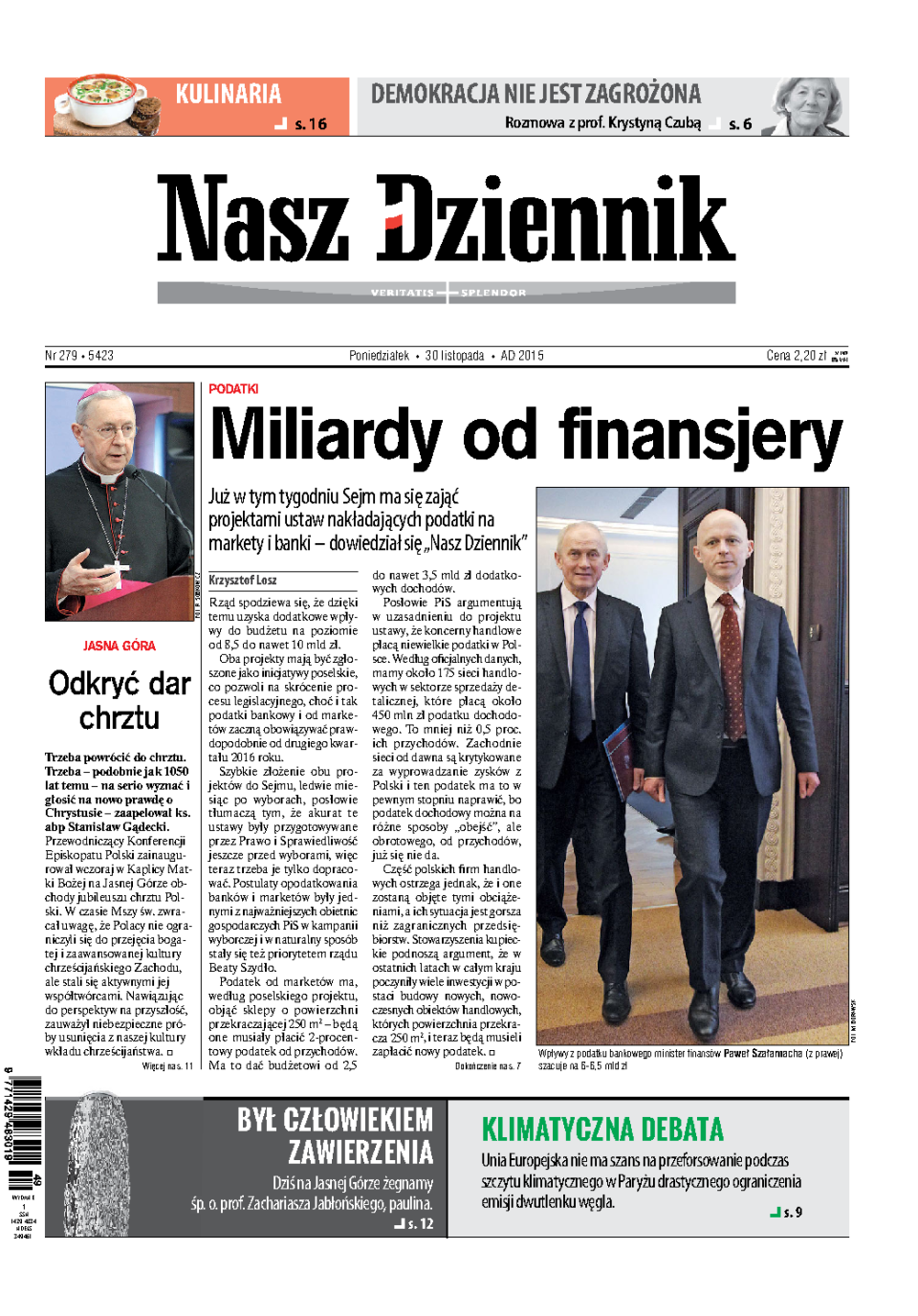 Nasz Dziennik z dnia 30.11.2015 wydanie PDF